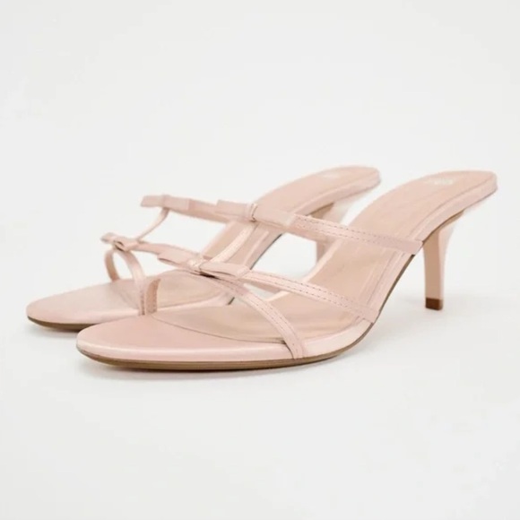 Zara Shoes - Zara Pink Satin Bow Heeled Sandals